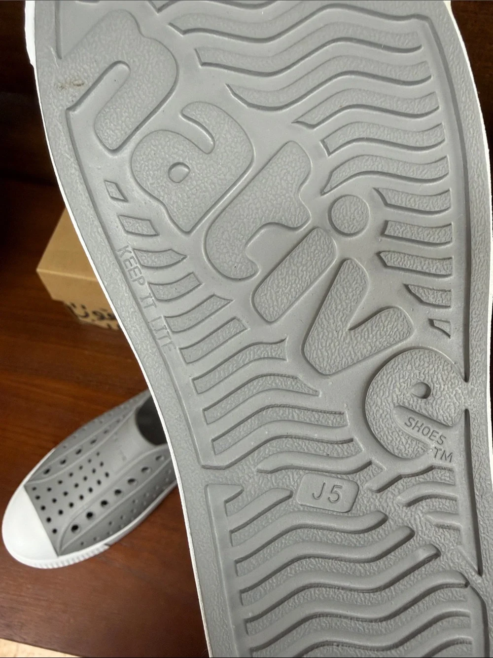 Kids Native Jefferson Slip-On Sneakers in Gray and White